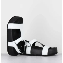 Sandales En Cuir Noir & Blanc Semelle Epaisse - Gava Buffy White