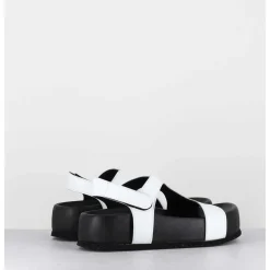 Sandales En Cuir Noir & Blanc Semelle Epaisse - Gava Buffy White