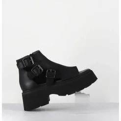 Sandales En Cuir Noir Semelle Epaisse Legere - 3460 Gas Nero