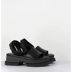 Sandales En Cuir Noir Semelle Bloc Legere - Filate Noir