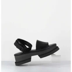 Sandales En Cuir Noir Semelle Bloc Legere - Filate Noir