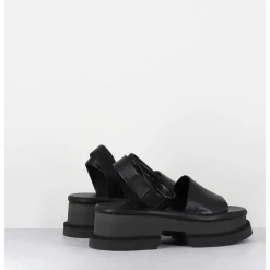 Sandales En Cuir Noir Semelle Bloc Legere - Filate Noir