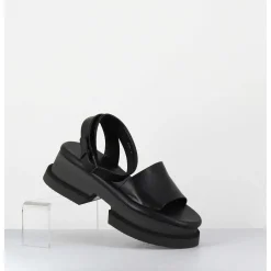 Sandales En Cuir Noir Semelle Bloc Legere - Filate Noir