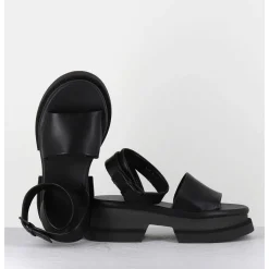 Sandales En Cuir Noir Semelle Bloc Legere - Filate Noir