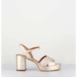 Sandales En Cuir Souple Metallise Champagne - Julia23 Platino