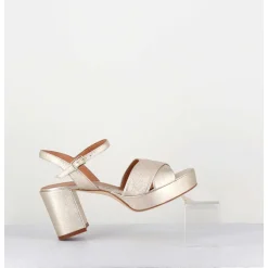 Sandales En Cuir Souple Metallise Champagne - Julia23 Platino