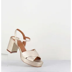 Sandales En Cuir Souple Metallise Champagne - Julia23 Platino