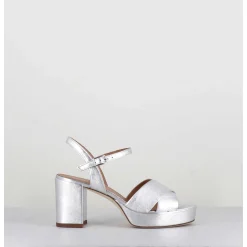 Sandales En Cuir Souple Metallise Argent - Julia23 Silver