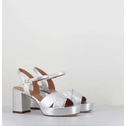 Sandales En Cuir Souple Metallise Argent - Julia23 Silver