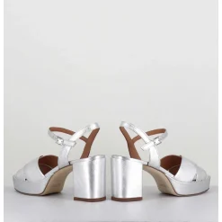 Sandales En Cuir Souple Metallise Argent - Julia23 Silver