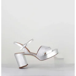 Sandales En Cuir Souple Metallise Argent - Julia23 Silver