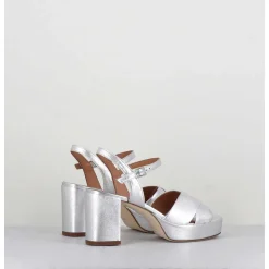Sandales En Cuir Souple Metallise Argent - Julia23 Silver