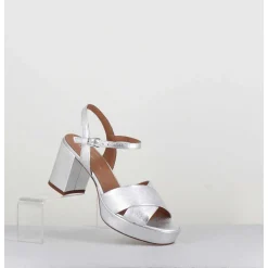 Sandales En Cuir Souple Metallise Argent - Julia23 Silver