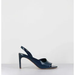 Sandales En Cuir Vernis Bleu Marine Talon Fin - 11537 Vetro Jeans