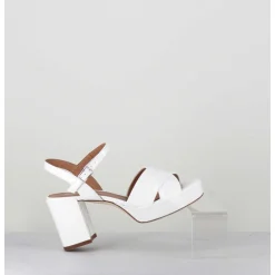Sandales En Cuir Vernis Blanc - Julia23 Bianco