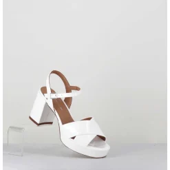 Sandales En Cuir Vernis Blanc - Julia23 Bianco