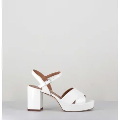 Sandales En Cuir Vernis Blanc - Julia23 Bianco