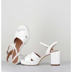 Sandales En Cuir Vernis Blanc - Julia23 Bianco