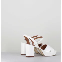 Sandales En Cuir Vernis Blanc - Julia23 Bianco
