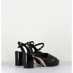 Sandales En Cuir Vernis Noir - Julia23 Nero