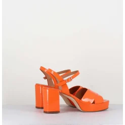 Sandales En Cuir Vernis Orange - Julia23 Arancio