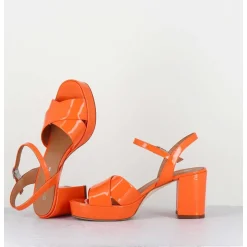 Sandales En Cuir Vernis Orange - Julia23 Arancio