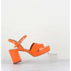 Sandales En Cuir Vernis Orange - Julia23 Arancio