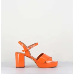 Sandales En Cuir Vernis Orange - Julia23 Arancio