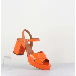 Sandales En Cuir Vernis Orange - Julia23 Arancio