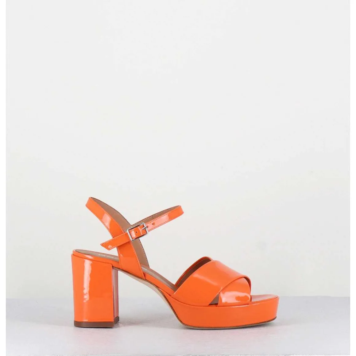 Sandales En Cuir Vernis Orange - Julia23 Arancio