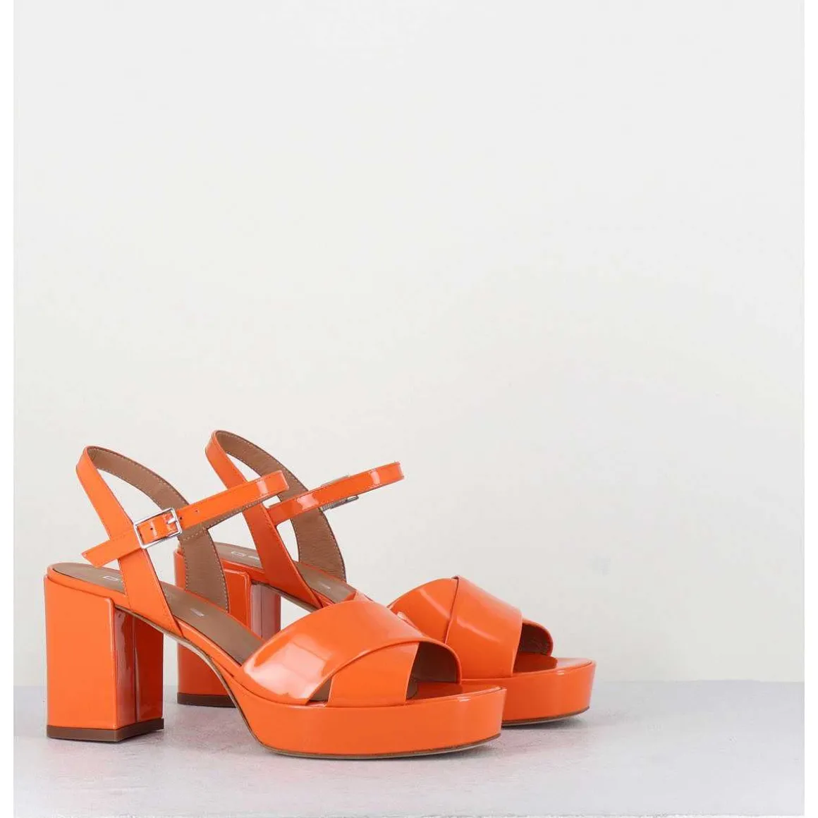 Sandales En Cuir Vernis Orange - Julia23 Arancio