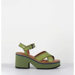 Sandales En Cuir Vert Bloc Micro-Bloc Leger - Charlisp Pacific