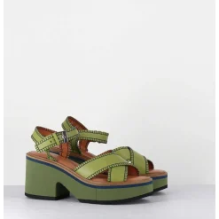 Sandales En Cuir Vert Bloc Micro-Bloc Leger - Charlisp Pacific