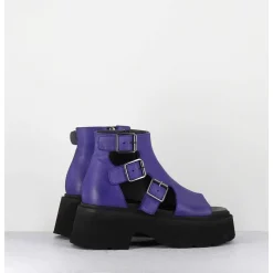 Sandales En Cuir Violette Semelle Epaisse Legere - 3460 Gas Viola