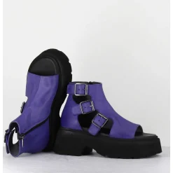 Sandales En Cuir Violette Semelle Epaisse Legere - 3460 Gas Viola