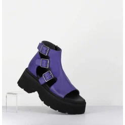 Sandales En Cuir Violette Semelle Epaisse Legere - 3460 Gas Viola