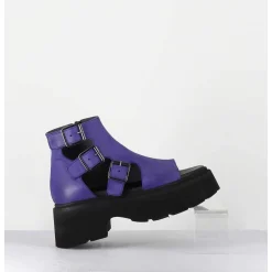 Sandales En Cuir Violette Semelle Epaisse Legere - 3460 Gas Viola