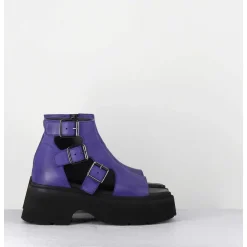 Sandales En Cuir Violette Semelle Epaisse Legere - 3460 Gas Viola