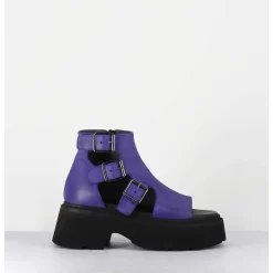 Sandales En Cuir Violette Semelle Epaisse Legere - 3460 Gas Viola