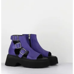 Sandales En Cuir Violette Semelle Epaisse Legere - 3460 Gas Viola