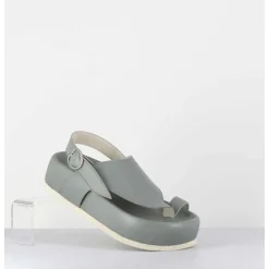 Sandales Entre-Doigts Semelle Epaisse En Cuir Gris - Gaviv1 Buffy Cloud