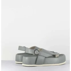 Sandales Entre-Doigts Semelle Epaisse En Cuir Gris - Gaviv1 Buffy Cloud