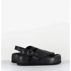 Sandales Entre-Doigts Semelle Epaisse En Cuir Noir - Gaviv3 Buffy Nero
