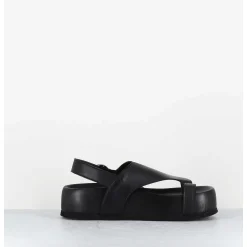 Sandales Entre-Doigts Semelle Epaisse En Cuir Noir - Gaviv3 Buffy Nero