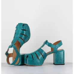 Sandales Meduses A Plateforme En Cuir Gaufre Bleu 1Gs449 Naplak Ottanio