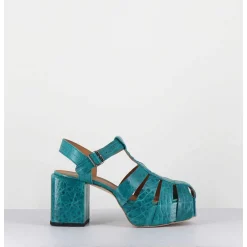 Sandales Meduses A Plateforme En Cuir Gaufre Bleu 1Gs449 Naplak Ottanio