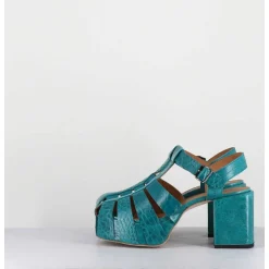 Sandales Meduses A Plateforme En Cuir Gaufre Bleu 1Gs449 Naplak Ottanio