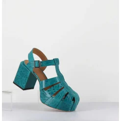 Sandales Meduses A Plateforme En Cuir Gaufre Bleu 1Gs449 Naplak Ottanio
