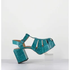 Sandales Meduses A Plateforme En Cuir Gaufre Bleu 1Gs449 Naplak Ottanio