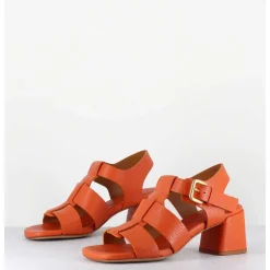 Sandales Multi-Brides En Cuir Graine Orange - S125 Cloud Orange